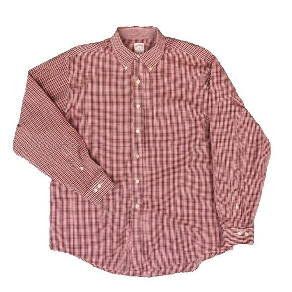 Brooks Brothers 346 Button Up Shirt Sz L Red checkered Button Down Collar EUC - Picture 1 of 7